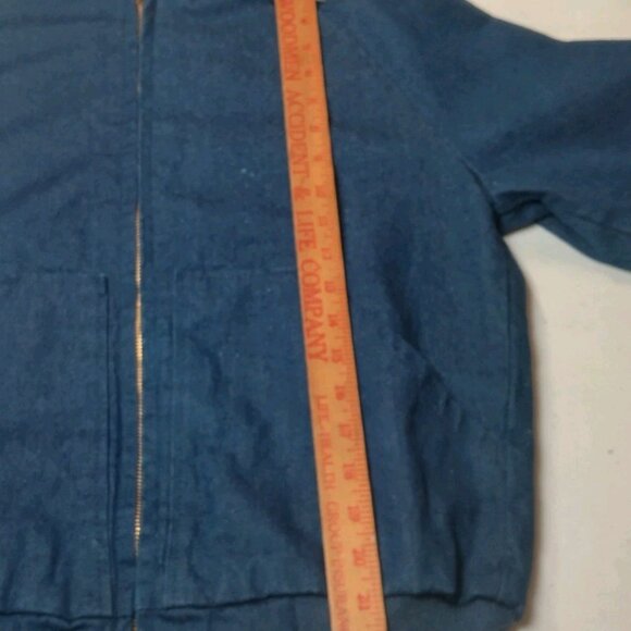 Vintage Walls Workwear Jacket S Blue Jean Denim Flannel Red Buffalo Plaid Lined - Picture 9 of 16